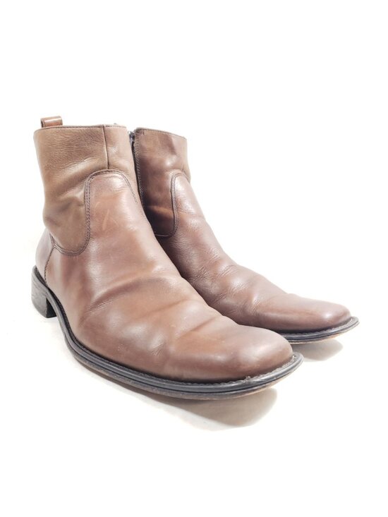 Kenneth Cole Mens Size 12 Brown Leather Ankle Boots Side Zipper main image 9